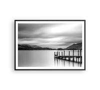 Affiche Poster 100x70cm Tableaux Image Photo Noir Et Blanc Paysage Lac Wall Art