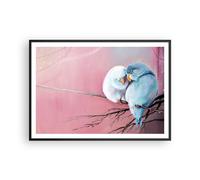 Affiche Poster 100x70cm Tableaux Image Photo Oiseaux Bleu Branche Wall Art