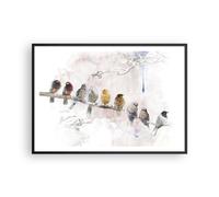 Affiche Poster 100x70cm Tableaux Image Photo Oiseaux Canaries Branche Wall Art