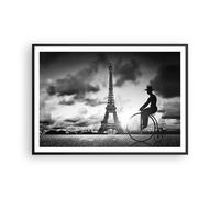 Affiche Poster 100x70cm Tableaux Image Photo Paris Gentleman Vélo Wall Art
