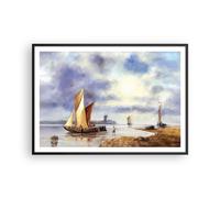Affiche Poster 100x70cm Tableaux Image Photo Pêcheur Navire Ventilateur Wall Art