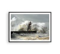 Affiche Poster 100x70cm Tableaux Image Photo Phare océan tempête Wall Art