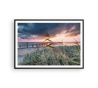 Affiche Poster 100x70cm Tableaux Image Photo Plage Herbe Horizon Wall Art