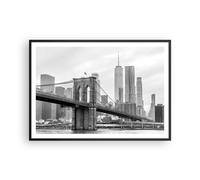 Affiche Poster 100x70cm Tableaux Image Photo Pont Brooklyn Noir Et Blanc Art