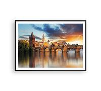 Affiche Poster 100x70cm Tableaux Image Photo Prague pont histoire rivière Art