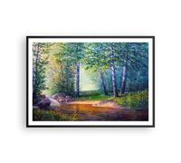 Affiche Poster 100x70cm Tableaux Image Photo prairie eau arbre Wall Art