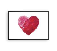 Affiche Poster 100x70cm Tableaux Image Photo Rouge Coeur Aquarelle Wall Art