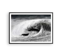 Affiche Poster 100x70cm Tableaux Image Photo Vague Dessin Noir Et Blanc Wall Art
