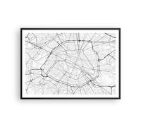 Affiche Poster 100x70cm Tableaux Image Photo Ville Carte Paris Wall Art