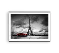 Affiche Poster 100x70cm Tableaux Image Photo Voiture Eiffle Paris ville Wall Art