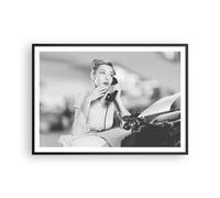 Affiche Poster 100x70cm Tableaux Image Vintage Noir Et Blanc Téléphoner Art