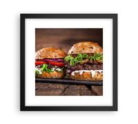 Affiche Poster 30x30cm Tableaux Image Américain hamburger nourriture barbecue