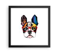 Affiche Poster 30x30cm Tableaux Image Chien Lunettes de vue coloré bouledogue