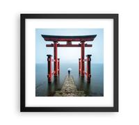 Affiche Poster 30x30cm Tableaux Image Itsukushima-Jinja Temple Parapluie Art