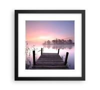Affiche Poster 30x30cm Tableaux Image Matinée lever de soleil brouillard lac Art