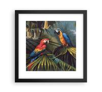 Affiche Poster 30x30cm Tableaux Image Photo Ara Perroquets Palmiers Wall Art