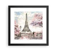 Affiche Poster 30x30cm Tableaux Image Photo Arbres Eiffle Couple France Wall Art