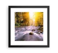 Affiche Poster 30x30cm Tableaux Image Photo Automne forêt montagne rivière Art