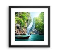 Affiche Poster 30x30cm Tableaux Image Photo Bateau falaises nature rochers Art