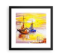 Affiche Poster 30x30cm Tableaux Image Photo Bateaux soleil mer voyage Wall Art