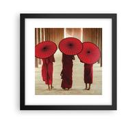 Affiche Poster 30x30cm Tableaux Image Photo Bhoutan Parapluie Rouge Wall Art