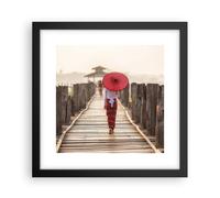 Affiche Poster 30x30cm Tableaux Image Photo Birmanie Parapluie Pont Wall Art