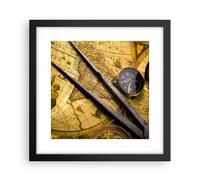 Affiche Poster 30x30cm Tableaux Image Photo Boussole aventure voyage Wall Art