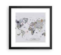 Affiche Poster 30x30cm Tableaux Image Photo Carte Le Monde Continents Wall Art