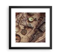 Affiche Poster 30x30cm Tableaux Image Photo Cartographie Vintage Boussole Art