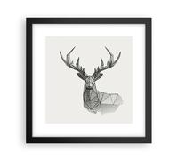 Affiche Poster 30x30cm Tableaux Image Photo Cerf Croquis Scandinave Wall Art