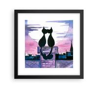 Affiche Poster 30x30cm Tableaux Image Photo Chats toit amour animal Wall Art