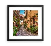 Affiche Poster 30x30cm Tableaux Image Photo Chemin fleurs maison cour Wall Art