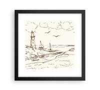 Affiche Poster 30x30cm Tableaux Image Photo Croquis Côte Lanterne Wall Art