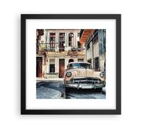 Affiche Poster 30x30cm Tableaux Image Photo Cubain Voiture Immeubles Wall Art