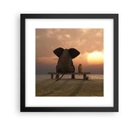 Affiche Poster 30x30cm Tableaux Image Photo éléphant rivage mer Wall Art