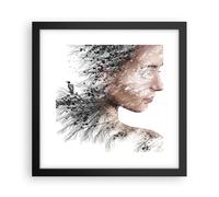 Affiche Poster 30x30cm Tableaux Image Photo Femme Double Exposition Wall Art