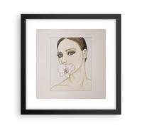 Affiche Poster 30x30cm Tableaux Image Photo Femme Silence Fleur Wall Art
