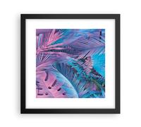 Affiche Poster 30x30cm Tableaux Image Photo Feuilles Rose Bleu Wall Art