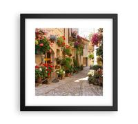 Affiche Poster 30x30cm Tableaux Image Photo fleur rue maison Wall Art