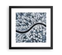 Affiche Poster 30x30cm Tableaux Image Photo Forêt Hiver Rue Wall Art Decoration