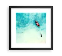 Affiche Poster 30x30cm Tableaux Image Photo Île bateau bateau océan Wall Art