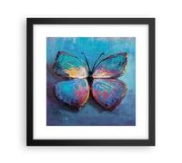 Affiche Poster 30x30cm Tableaux Image Photo Manuscrit Papillon Bleu Wall Art
