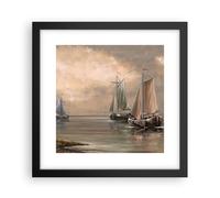 Affiche Poster 30x30cm Tableaux Image Photo mer bateau pêcheur Wall Art