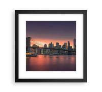 Affiche Poster 30x30cm Tableaux Image Photo Nouveau york pont nuit Wall Art