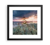Affiche Poster 30x30cm Tableaux Image Photo Plage Herbe Horizon Wall Art