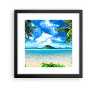 Affiche Poster 30x30cm Tableaux Image Photo Plage vacances île palmier Wall Art