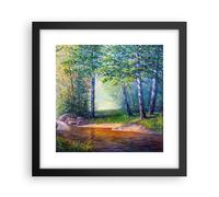 Affiche Poster 30x30cm Tableaux Image Photo prairie eau arbre Wall Art