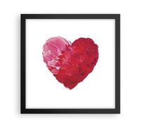 Affiche Poster 30x30cm Tableaux Image Photo Rouge Coeur Aquarelle Wall Art