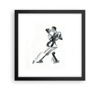 Affiche Poster 30x30cm Tableaux Image Photo Tango Dessin Noir Et Blanc Wall Art