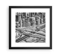 Affiche Poster 30x30cm Tableaux Image Photo Ville Gratte-ciel Autoroute Wall Art